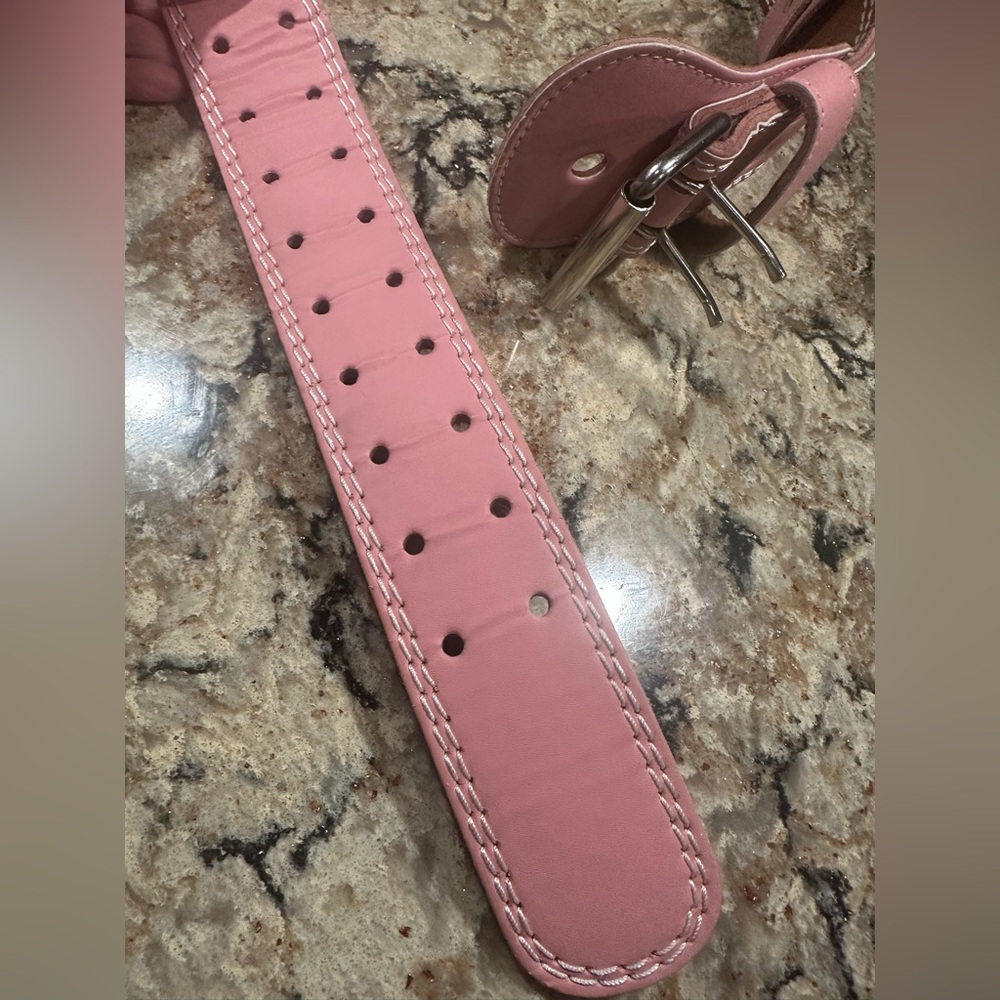 Pink Leather Weight Belt Emazerom Weight Lifting Belt For Ladies Size Large - Picture 4 of 11
